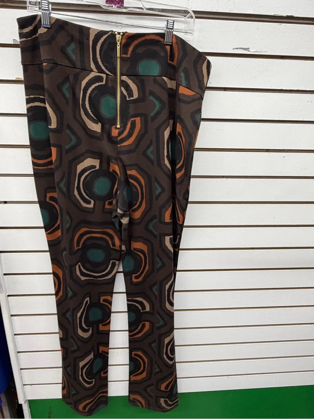 Ade Samuel for I.N.C. Geometric Print Slim Pants XL Brown Green Pull-On